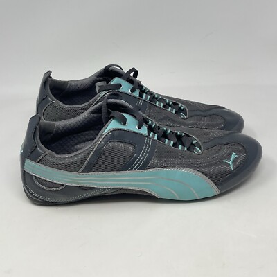 Puma Takala Shoes Womens 10 Gray Teal Mesh Patent Leather Sneakers Trainers