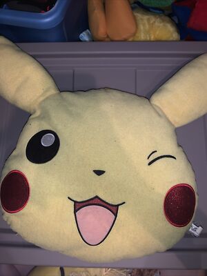 2017 Pokemon Pikachu Plush Pillow 11  Face Plush Doll Glitter Cheeks Winking
