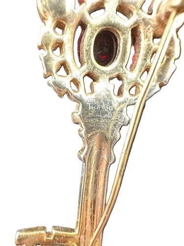 TRIFARI 1953 Bejeweled Queen Elizabeth II Coronation Commerative Key Pin - Picture 11 of 11