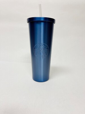 Starbucks Venti Midnight Blue Stainless Steel Metal Tumbler Straw Cold Cup  24oz | eBay