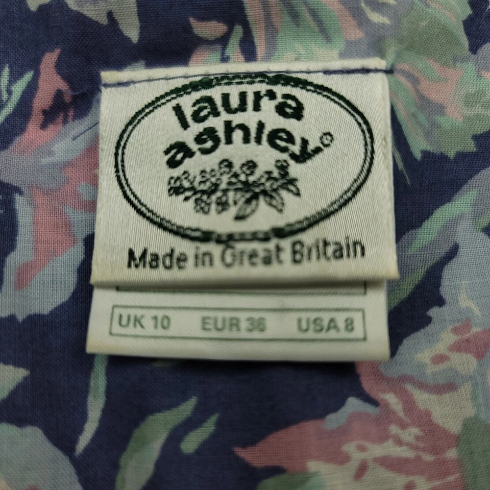 Vestido Floral Vintage Laura Ashley Bucólico Rosa Pastel Azul Manga Abullonada EE. UU. 8 UK10 Foto 3 de 4