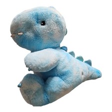 FAO Schwarz Glow Brights LED ROAR Sound Blue Dinosaur 15" Stuffed Animal READ