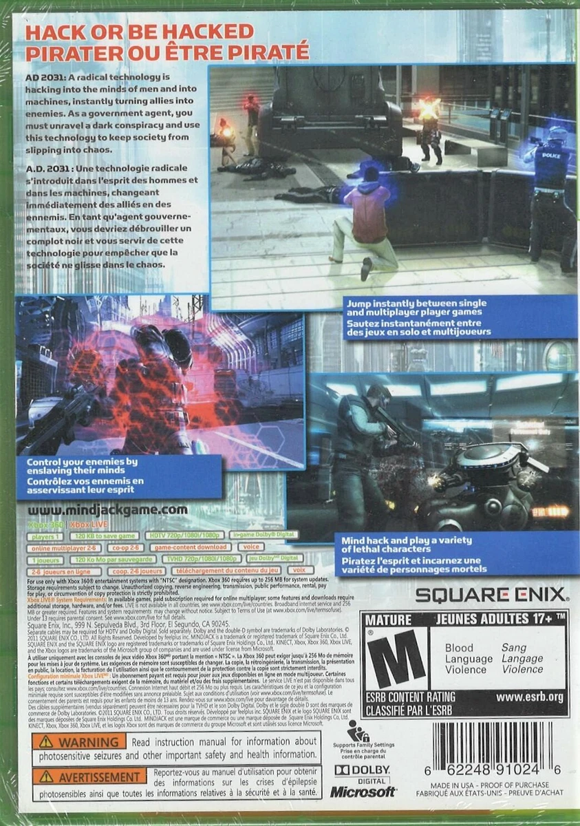 Mindjack Xbox 360 Brand New Factory Sealed US Version Xbox 360