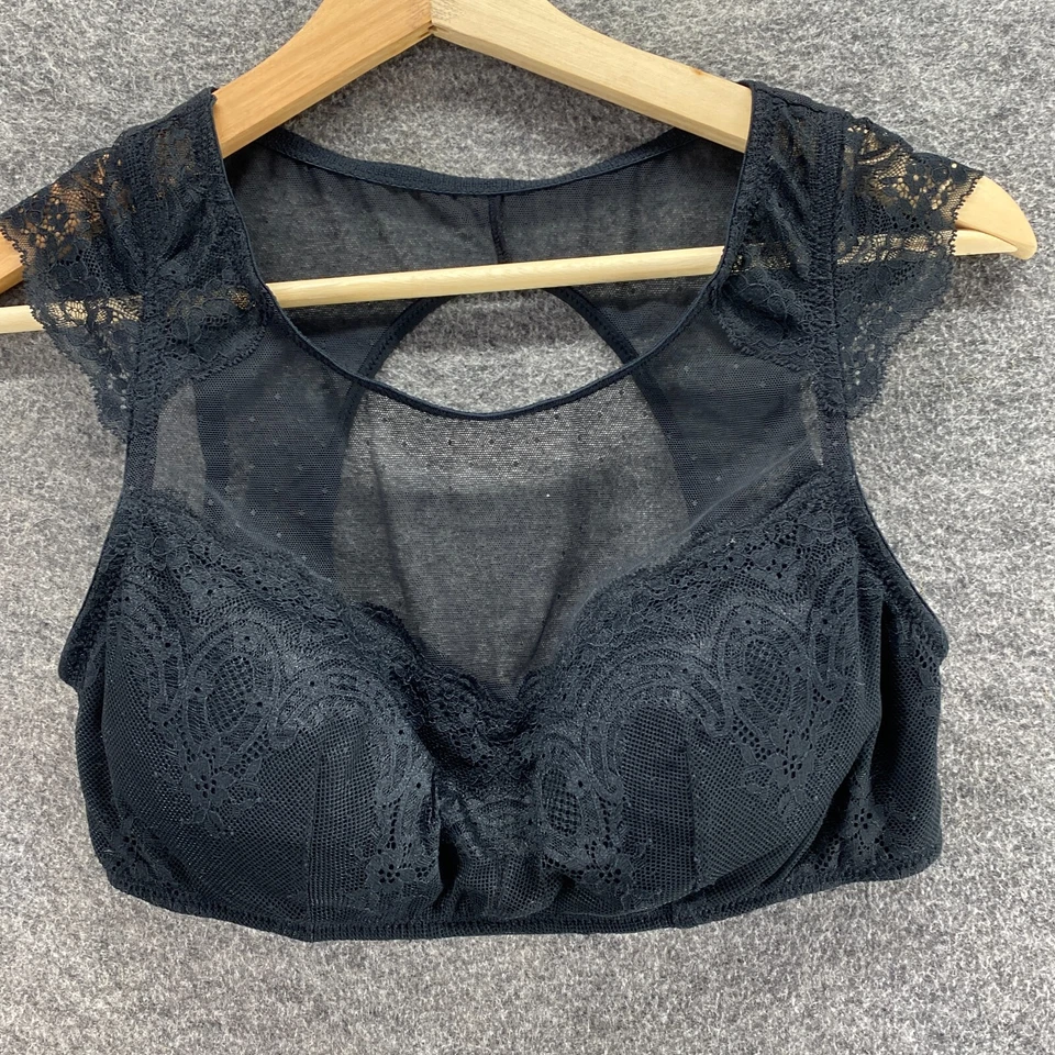 Sutiã Gilligan & O'Malley Bralette Feminino S Pequeno Preto Manga Cap Renda Sem Fio - Imagem 4 de 4