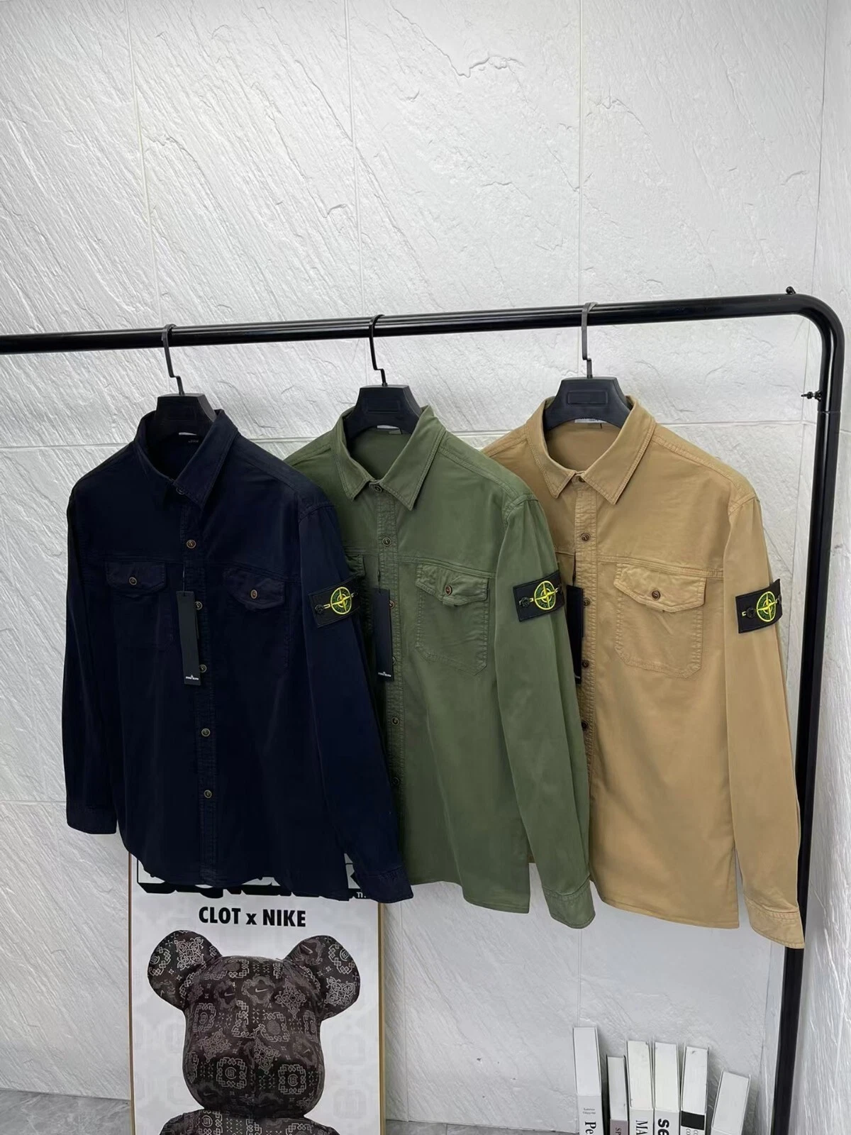 Stone Island Vintage Cotton Shirt Jacket With Pockets Three Colors Stone Island Vintage Cotton Shirt Jacket With Pockets Three Colors
