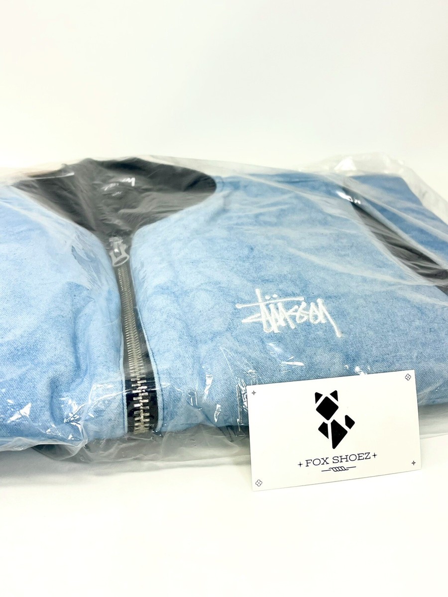 Stussy Washed Canvas Primaloft Vest Light Blue Black Zip Stussy Washed Canvas Primaloft Vest Light Blue Black Zip