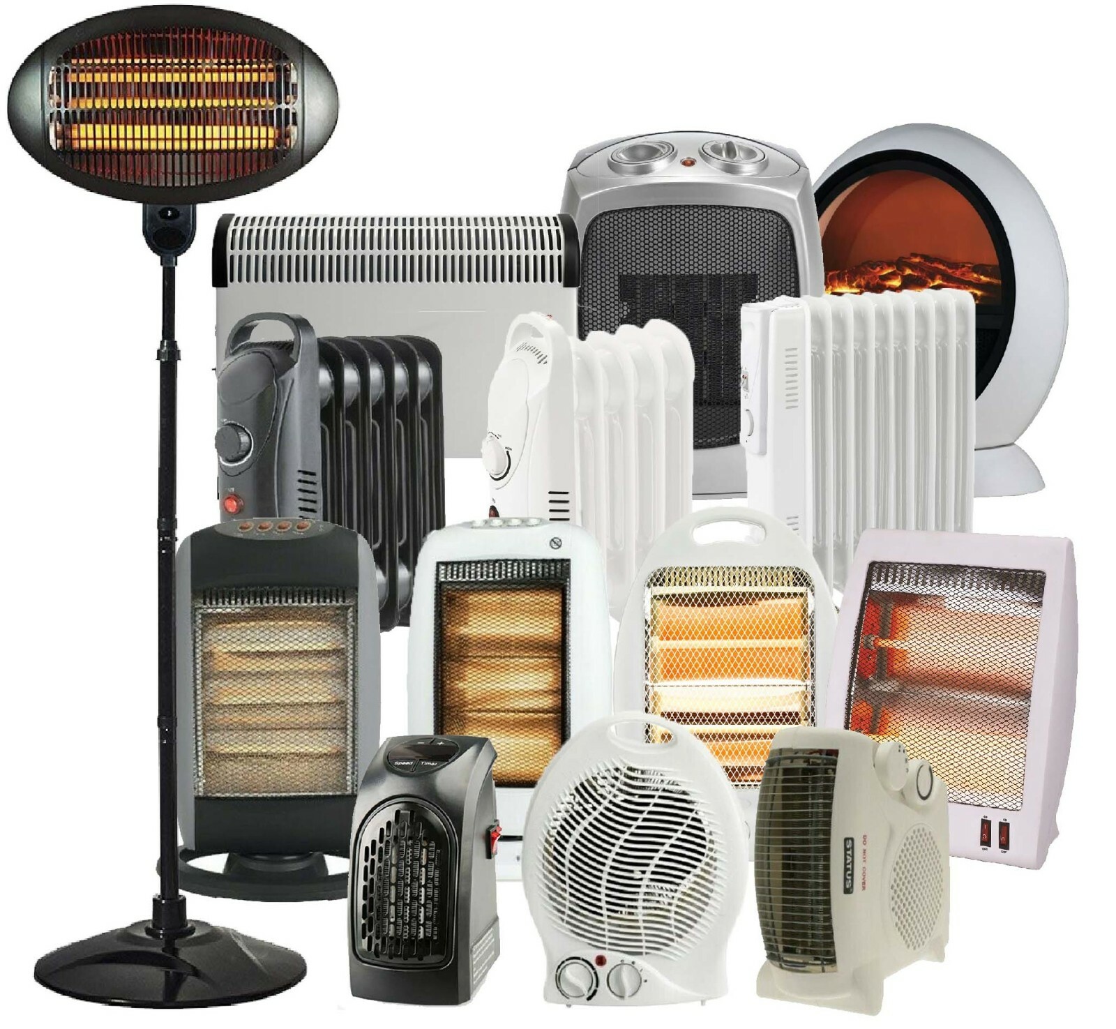Patio Connector Quartz Halogen Fan Fin Flame Heaters Portable Electric  Heater | eBay