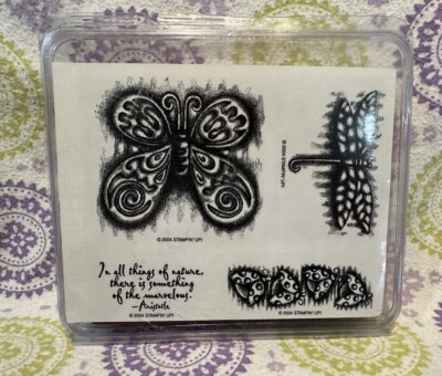  Vintage 2004 Stampin' Up! Something Marvelous Wood Rubber Stamp Set Butterflies