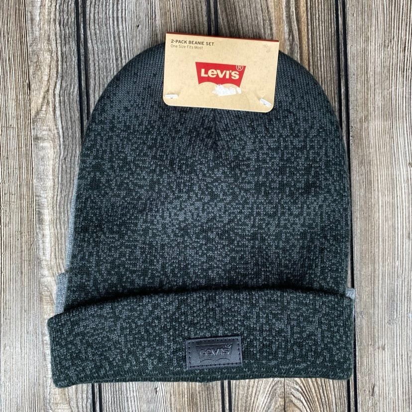 Levis Hat NWT Mens 2-Pack Beanie Winter Hat Skull Cap ONE SIZE - NEW