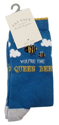 Fatface Damensocken Sourcing Baumwolle verantwortungsvoll Einheitsgröße Queen Bee blau