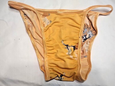 Mens Seamless BODY HUGGER String Bikini Beach Underwear TROPICAL GOLD
