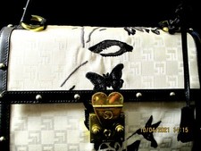 St. John Italian Embroidered Silk Hummingbird Handbag 10" X 11" X 5"