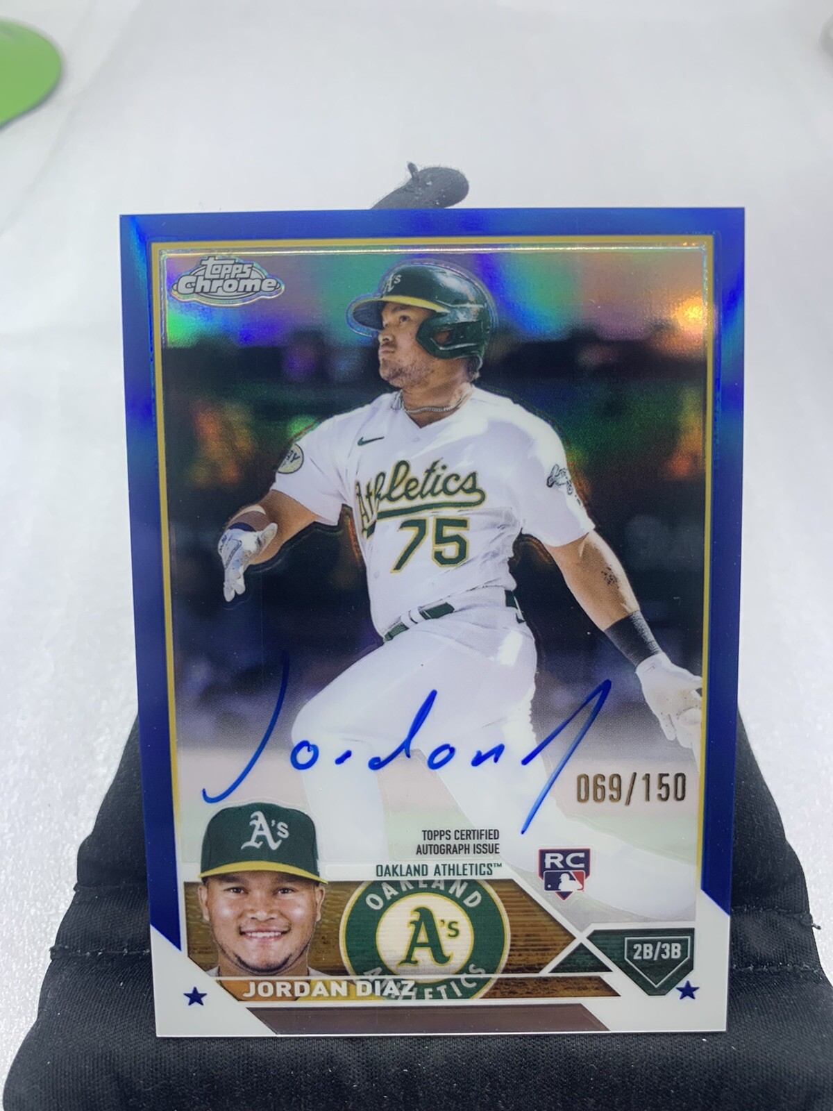 2023 Topps Chrome Jordan Diaz RC Blue Refractor Auto /150 | Oakland Athletics F1