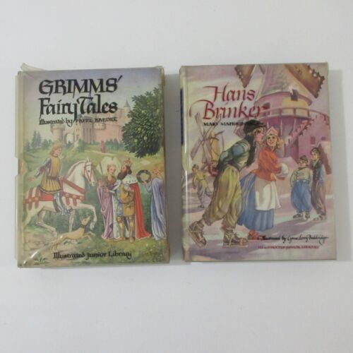 Grimms Fairy Tales Hans Brinker Silver Skates Vintage Illustrated Junior Library - Picture 1 of 24