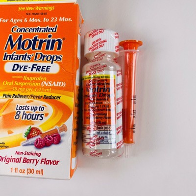 Motrin Child Infant Drops Suspension Dye Free Berry 1oz Pain Fever Reliever Nob 300450198013 Ebay