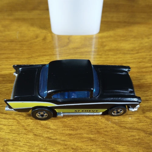 Hot Wheels Vintage '57 Chevy Black BW Blackwall Hong Kong HK 1976 1957 Bel Air