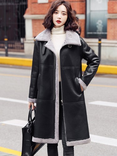 Womens Real Leather Loose Fit Jacket 