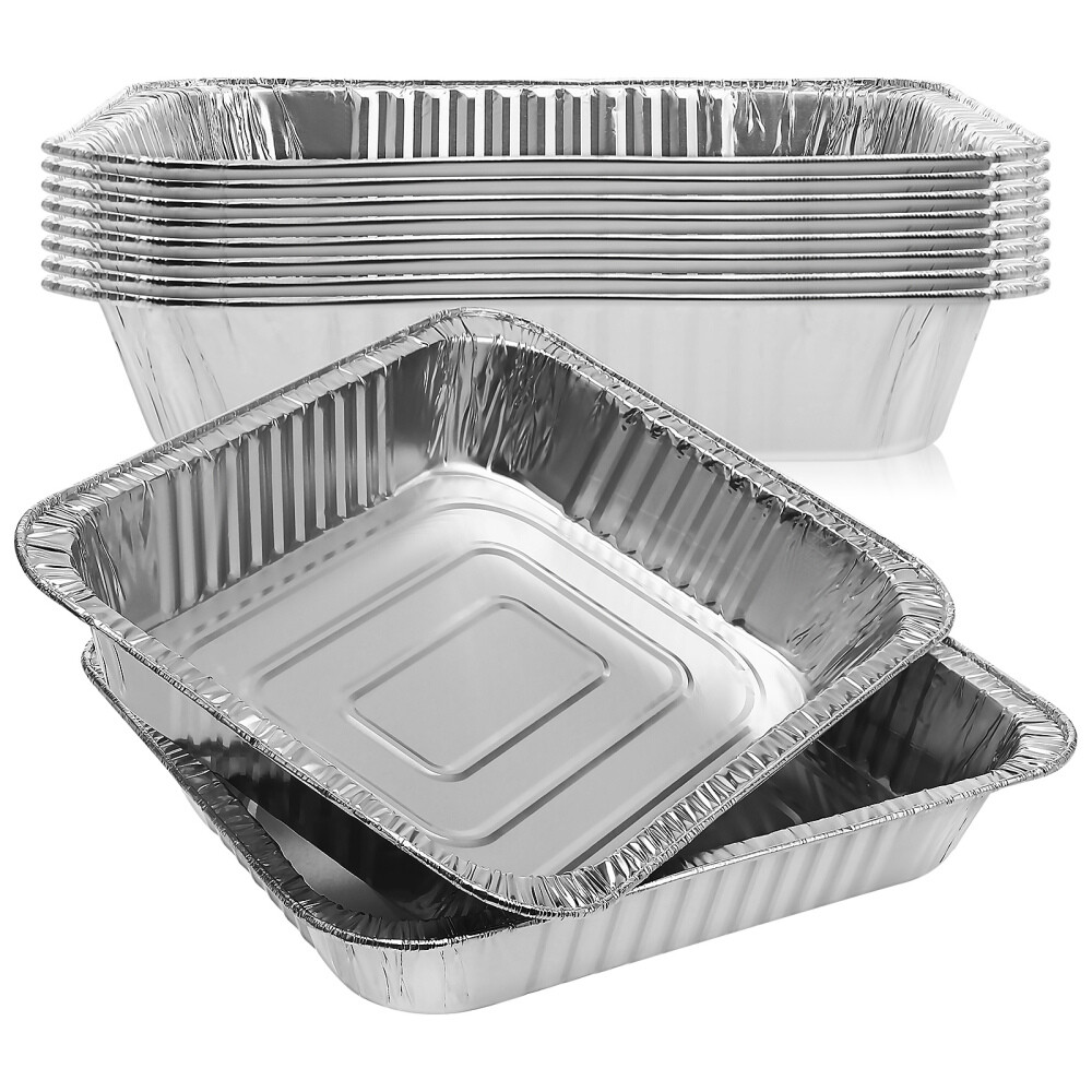 10 Pcs Reusable Aluminum Foil Roasting Pans for Cooking & Meal Prep