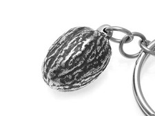 Nutmeg Keychain, Handmade Spice Nature Keyring in Pewter