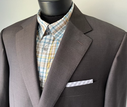 Canali Fodera Wool Brown Micro Striped Blazer Jacket Suit Coat Mens 56 EU 46R US - Bild 2 von 21