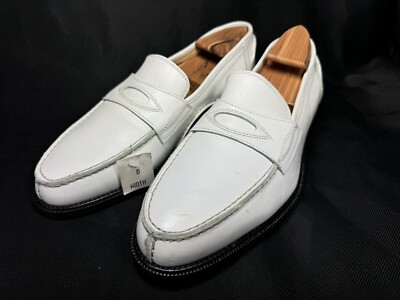 VTG Cable & Co White Leather Penny Loafers Dress Shoes ANTI Slip Soles 11.5 D 43