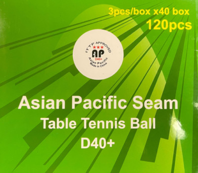 Asian Pacific (AP) 3-Star Premium 40+ Table Tennis Balls, 40 Box with 120 Balls