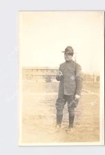 RPPC Real Photo Postcard Military Army Unnamed Soldier In Uniform With Cigar #1