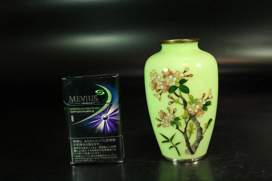Japanische Cloisonne Vase Antik Blumen Emaille Kleine Vase Japan Vintage