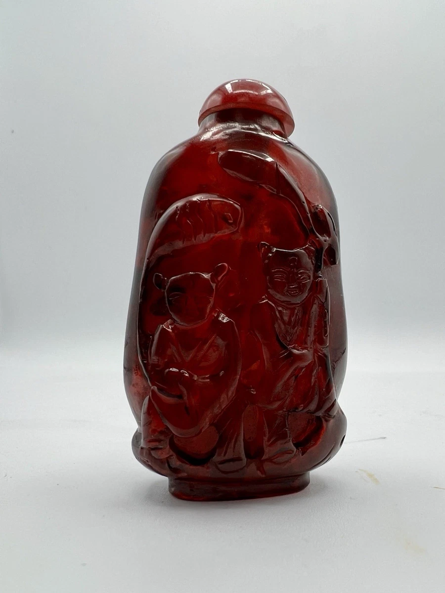 琥珀主要古董中国鼻烟壶| eBay