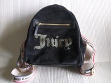 Juicy Couture Black Suede Backpack with Rhinestone Logo