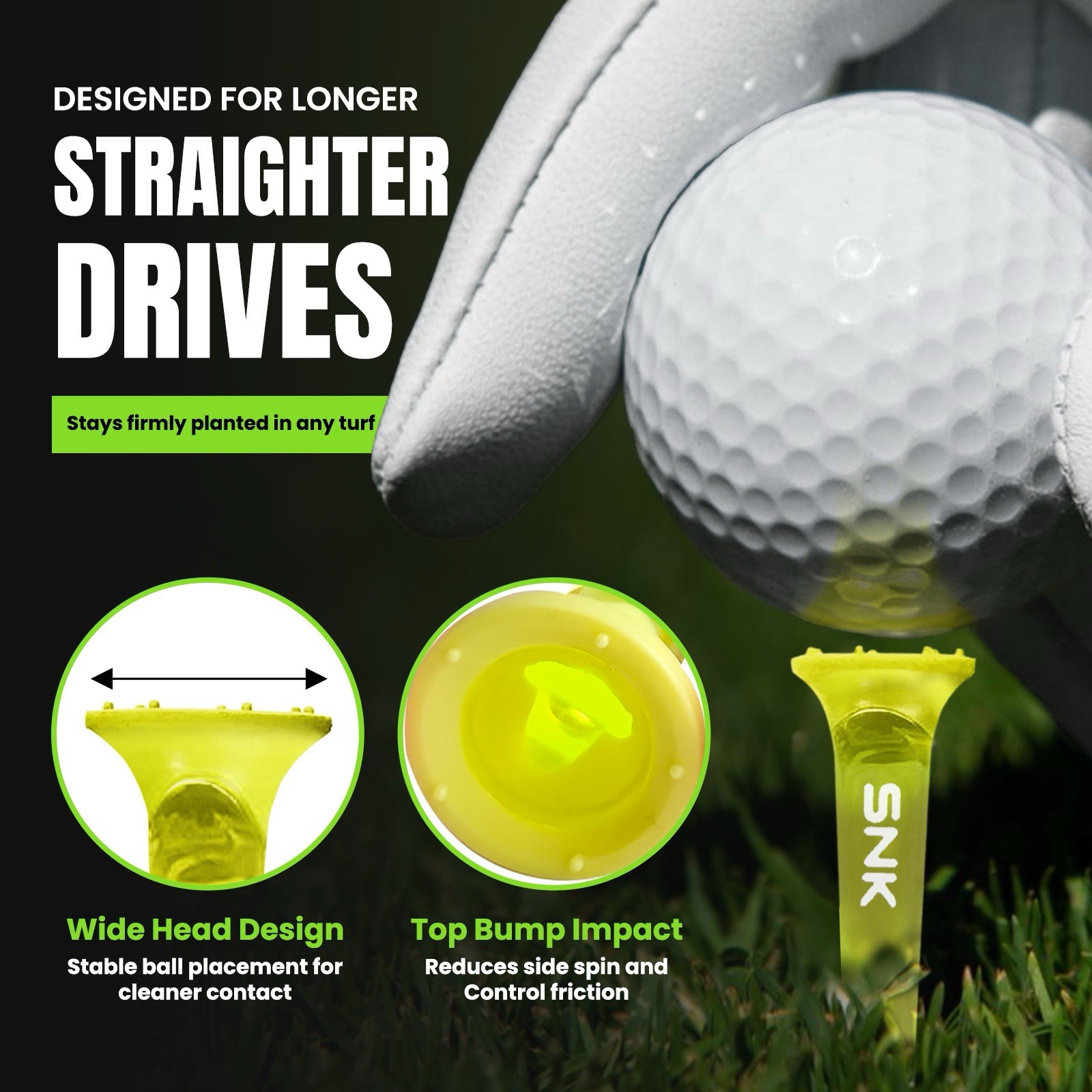 SNK Golf Tees (3 Pack-21pcs) &ndash; Virtually Unbreakable Plastic &ndash; Long Drive
