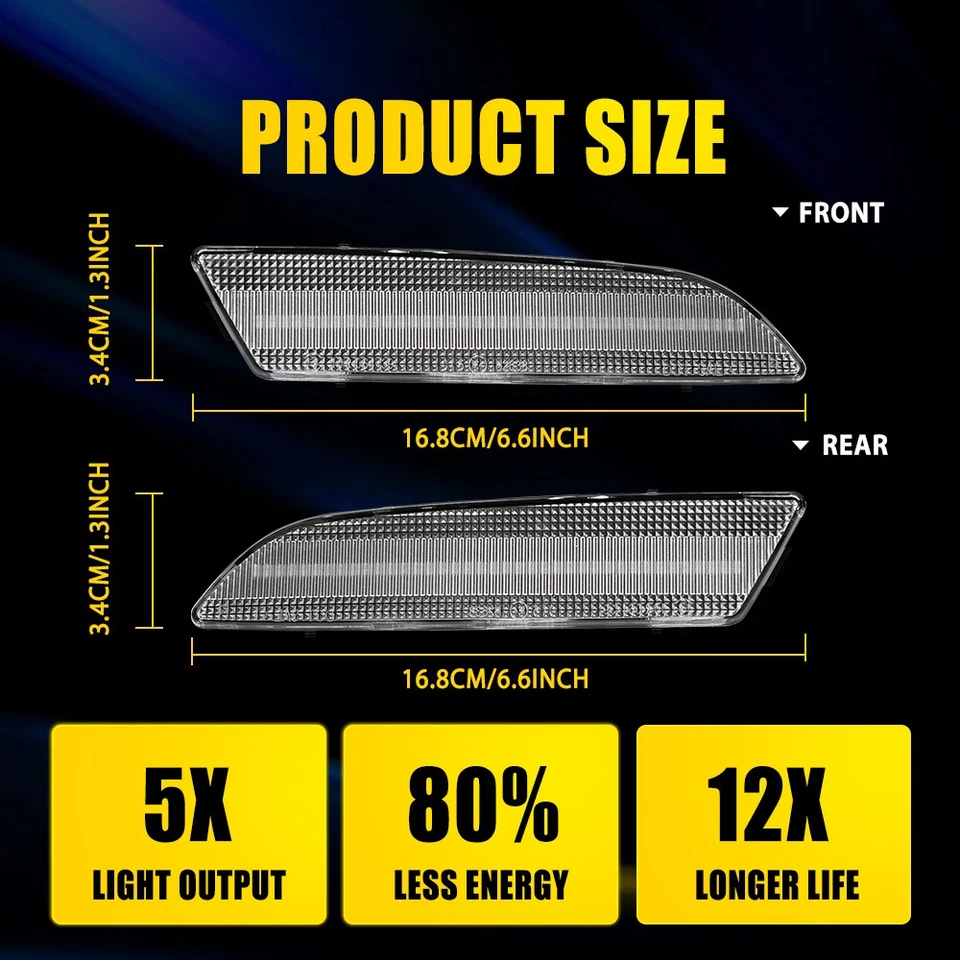 For 2004-2008 Chrysler Crossfire White Clear LED Front Rear Side Lights Marker - Image 3 of 4