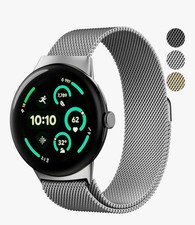 Google Pixel Watch 3 Band 45mm Band Silver Adjustable Mesh Loop Magnetic New