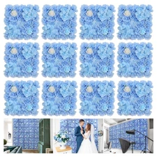 Artificial Flower Wall Panel 15*15inches -12 Pack Silk Rose Hydrangea 3D Flow...