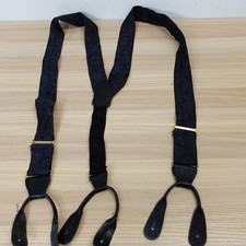 CAS W GERMANY Suspender Mens Blue Black Paisley Button End Y Back Formal VINTAGE