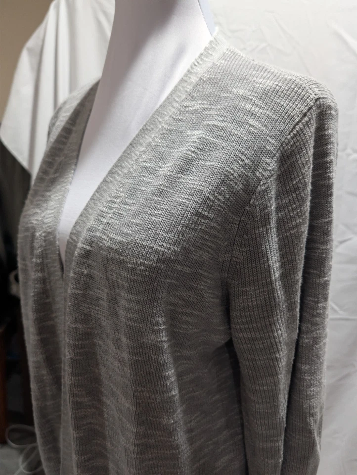 Suéter de mujer J. JILL de algodón acrílico cárdigan abierto gris talla pequeña mediana PM Foto 2 de 4