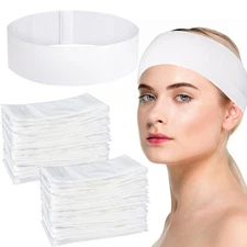 obeoby 100 Pcs Disposable Spa Headband for Women, Stretch Non-woven Disposabl...