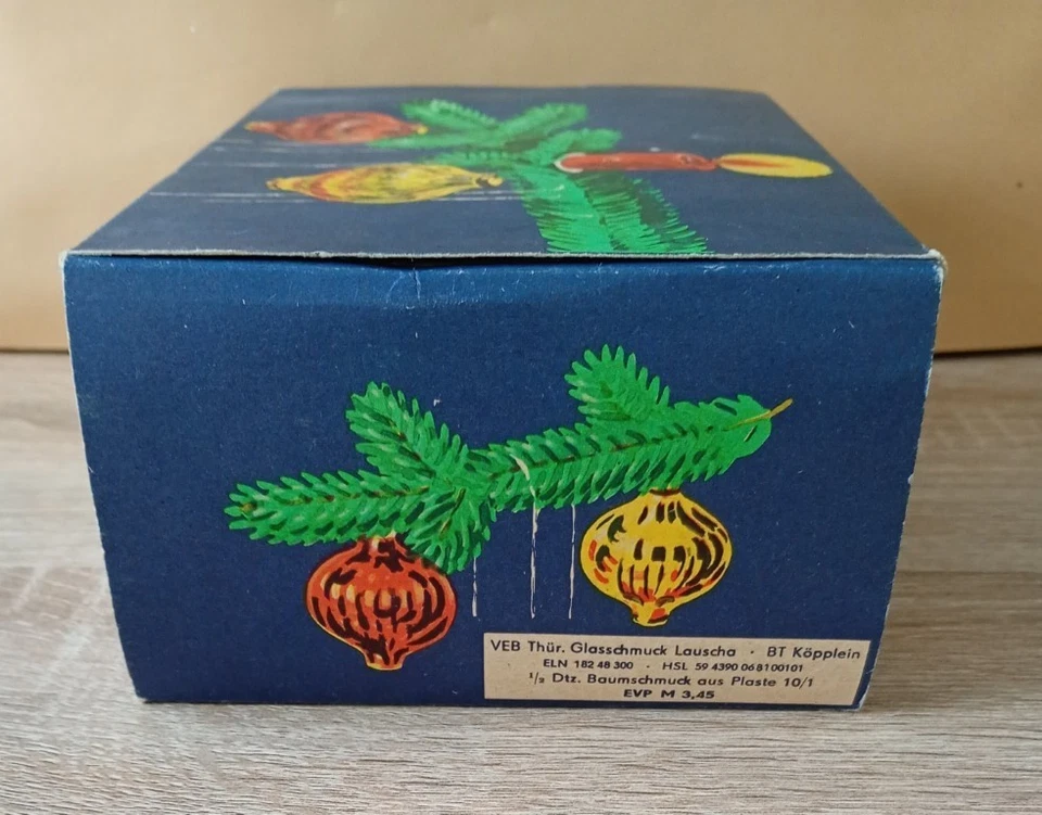 alter Christbaumschmuck Lauscha Baumschmuck DDR Fadenkugeln im OVP! - Bild 3 von 3