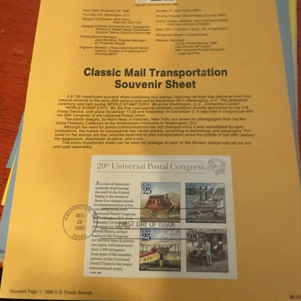 Lot of1988, 89 & 90 USPS 81-Souvenir stamp Pages /good condition/first day issue - Image 3 of 4