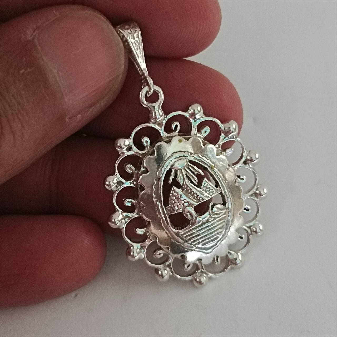 925 Sterling Silver Pendant, Handmade Egyptian Pyramid Motif Charm Jewelry