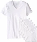 Fruit of the Loom Men's Tucked V-Neck T-Shirt 5-PACK (White, 3X-Large)