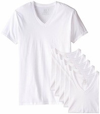 Fruit of the Loom Men's Tucked V-Neck T-Shirt 5-PACK White, 3X-Large