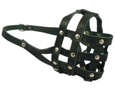 Dogs My Love Leather Muzzle 110 Black for Bulldog, Boxer 13.7" 2.75"