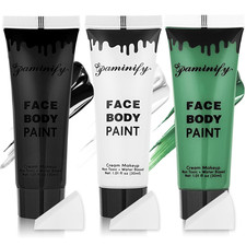 St Patricks Day Black White Green Face Body Paint 1.01 Oz/Pc with 3 Sponges,Dark