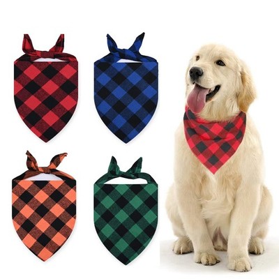 4er Set Klassisches Kariertes Hundehalstuch aus Baumwolle  Hunde Dreiecks Hal...