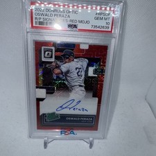 2022 Donruss Optic - Rated Prospect Signatures Oswald Peraza Red Mojo Prizm /99