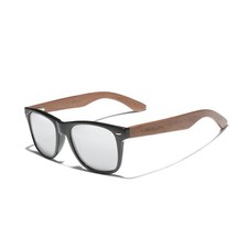 KINGSEVEN Wooden Sunglasses Polarized for Men Women Retro 53mm, Silver