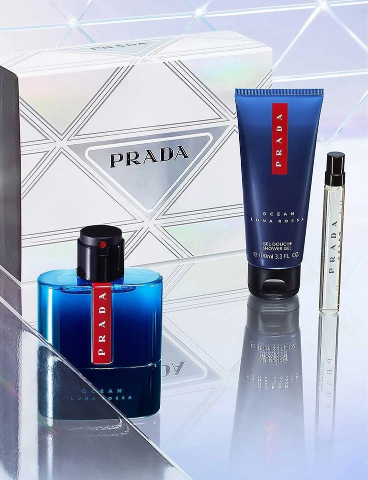 Prada Luna Rossa Ocean Eau de Toilette EDT 100ml + 10ml + 100ml Holiday Gift Set - image 2 of 4