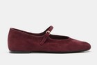NEW ZARA  Burgundy Red  SUEDE Soft Leather BUCKLE BALLET FLATS   EU 39 / US 8.5 — photo 4