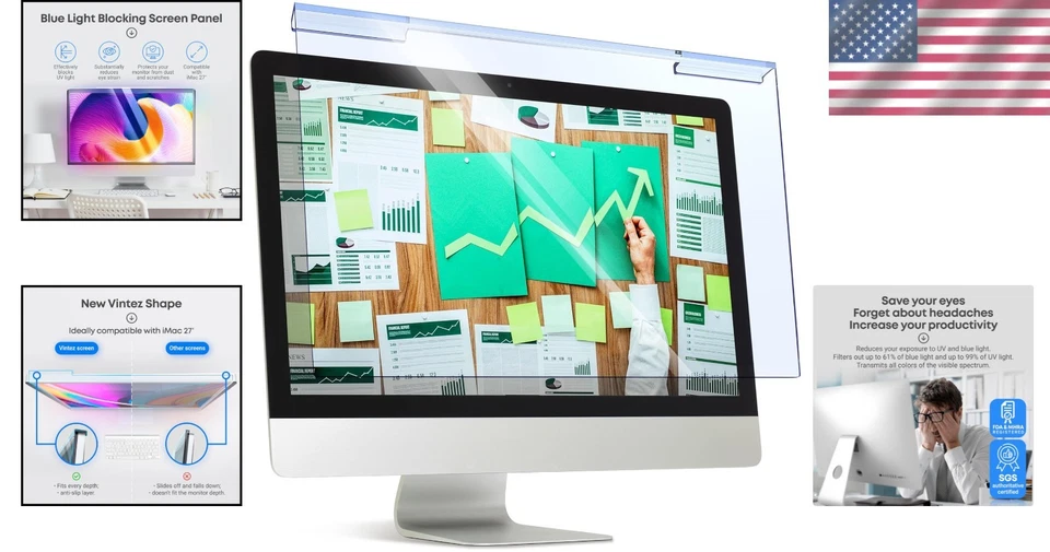 Premium Blue Light Screen Protector for iMac 27” - Lifetime Replacement Included - Image 2 of 4